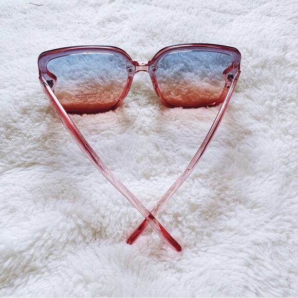 Abby Clear Blue & Pink Square Frame Sunglasses - Picture 9 of 10